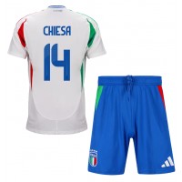 Camiseta Italia Federico Chiesa #14 Segunda Equipación Replica Eurocopa 2024 para niños mangas cortas (+ Pantalones cortos)